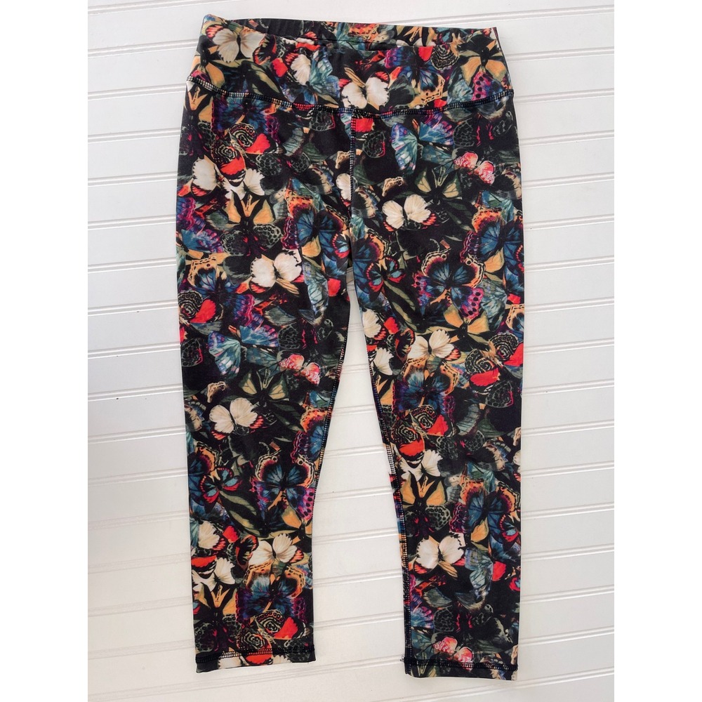 Boston Proper Womens Butterfly Print Cropped Leggings Fairy Multi Color Small